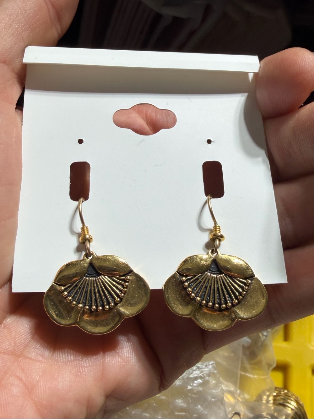 Vintage Laurel Burch Gold Lotus Blossom Pierced Earrings